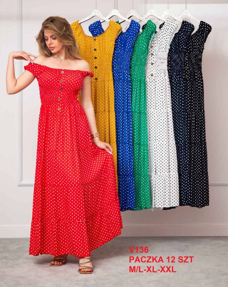 Sukienki damskie Roz M/L-XL-2XL, Mix Kolor .Paczka 12 szt